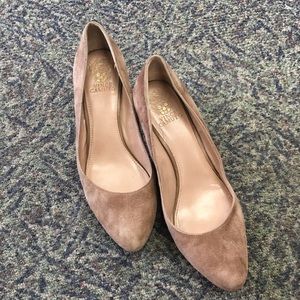 Vince Camuto Tan Suede Platform Pumps
